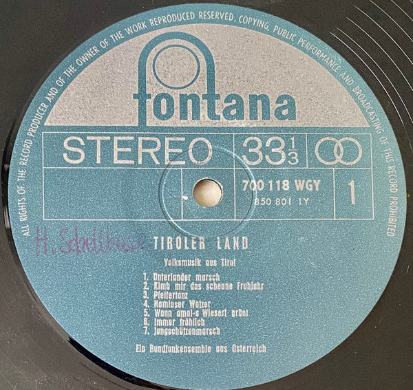 Unknown Artist : Tiroler Land (LP)