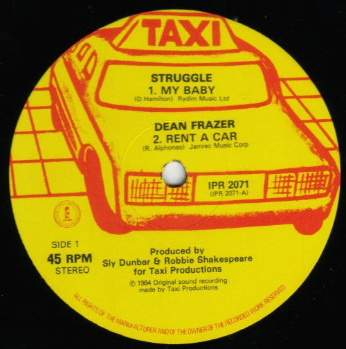 Struggle / Dean Fraser / Sly & Robbie : My Baby / Rent A Car / Billie Jean (12", Maxi, Ltd)