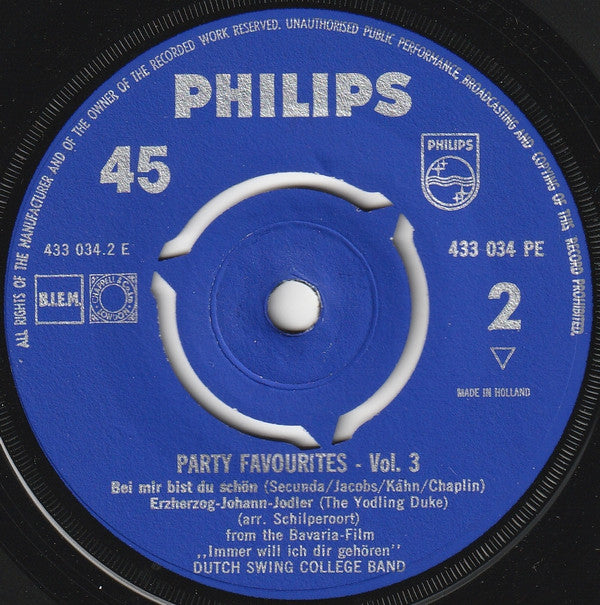 The Dutch Swing College Band : Party Favourites 3 (7", EP)