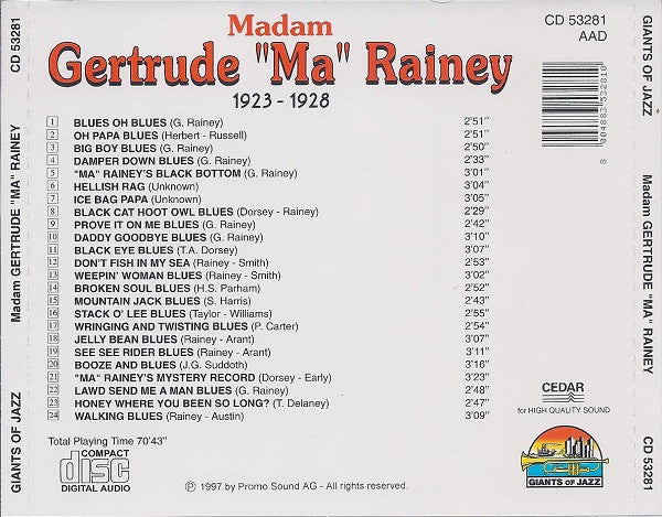 Ma Rainey : Rabbit Foot Minstrels 1923-1928 (CD, Comp)