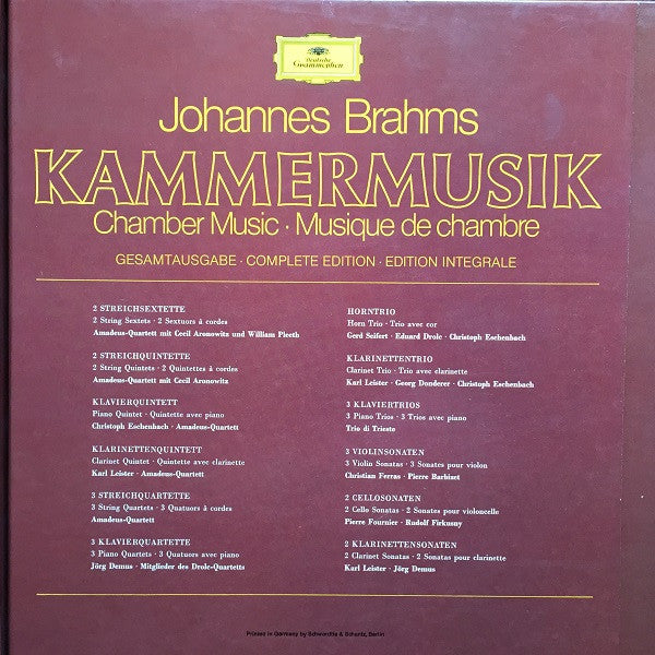 Johannes Brahms : Kammermusik = Chamber Music = Musique De Chambre (15xLP, RE + Box, Comp)