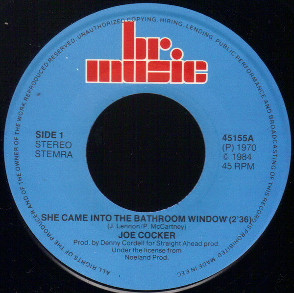 Joe Cocker : She Came Into The Bathroom Window / You Are So Beautiful (7", Single)