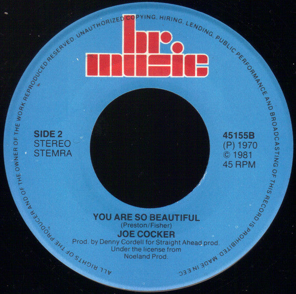 Joe Cocker : She Came Into The Bathroom Window / You Are So Beautiful (7", Single)