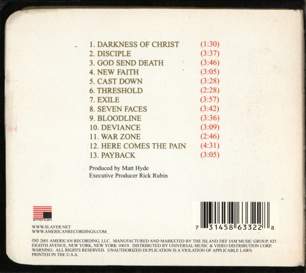 Slayer : God Hates Us All (CD, Album, Car)
