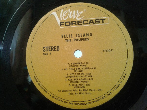 The Paupers : Ellis Island (LP, Album, MP, MGM)