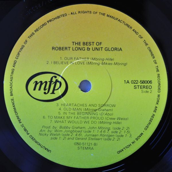 Robert Long & Unit Gloria : The Best Of Robert Long & Unit Gloria (LP, Comp)