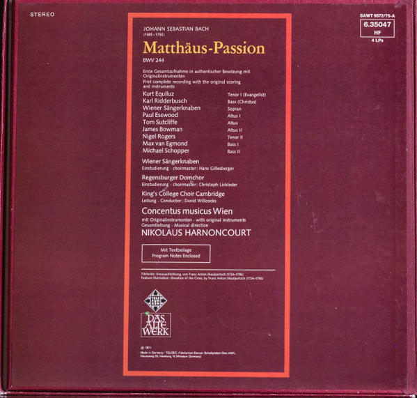 Johann Sebastian Bach : Matthäus-Passion (4xLP + Box, RP)