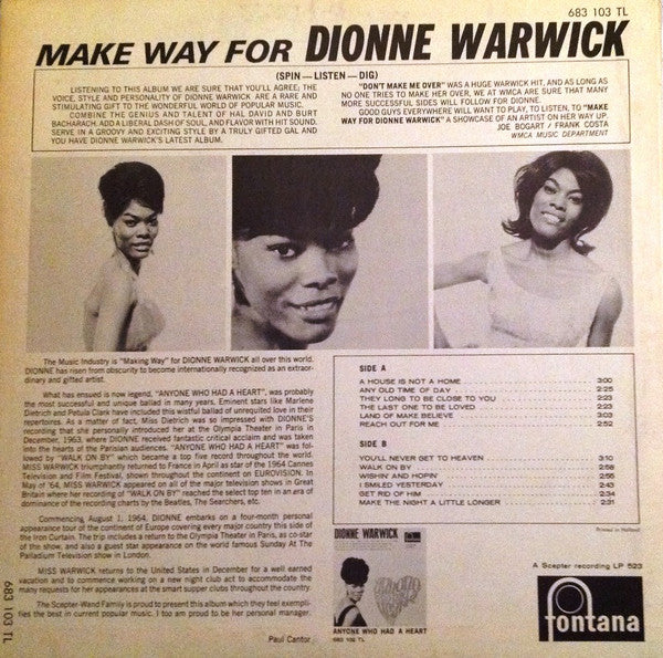 Dionne Warwick : Make Way For Dionne Warwick (LP, Album, Mono)