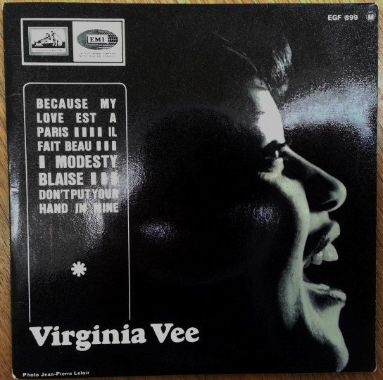 Virginia Vee : Because My Love Est A Paris (7", EP, Mono)