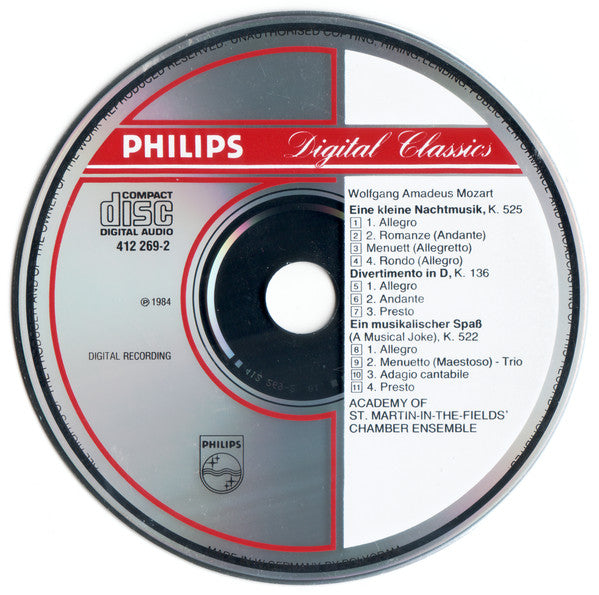 Wolfgang Amadeus Mozart, Academy Of St. Martin-in-the-Fields Chamber Ensemble : Eine Kleine Nachtmusik / Ein Musikalischer Spass / Divertimento KV 136 (CD, Album)