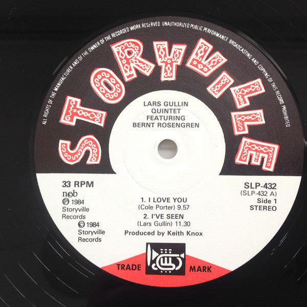 Lars Gullin Quintet Featuring Bernt Rosengren : In Concert (LP, Album)