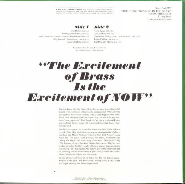 Living Brass : The Horse / Grazing In The Grass And Other Hits (LP, Album)