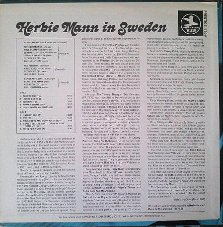 Herbie Mann : In Sweden (LP, Album, RE)