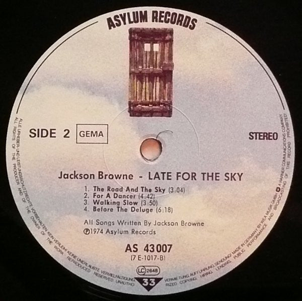 Jackson Browne : Late For The Sky (LP, Album, RE)