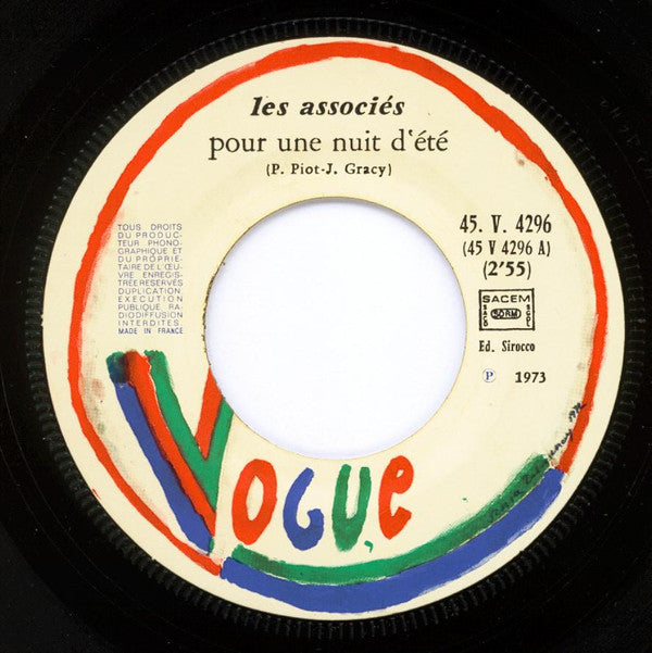 Les Associés : Pour Une Nuit D'Été / Grand Large (7", Single)