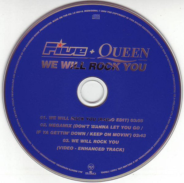 Five + Queen : We Will Rock You (CD, Maxi, Enh)