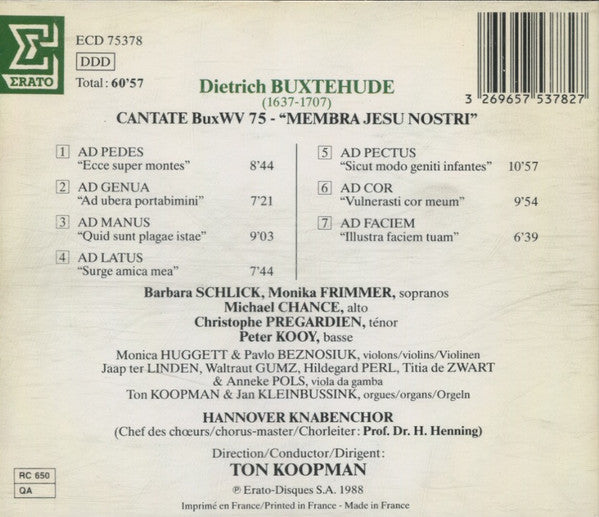 Dieterich Buxtehude, Ton Koopman : Cantate "Membra Jesu Nostri" (CD, Album)