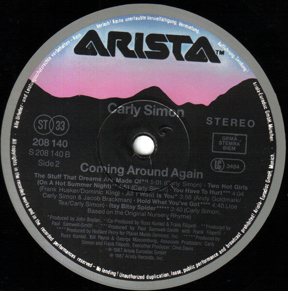 Carly Simon : Coming Around Again (LP, Album)
