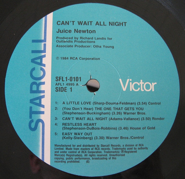 Juice Newton : Can't Wait All Night (LP, Album)