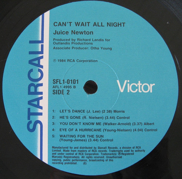 Juice Newton : Can't Wait All Night (LP, Album)