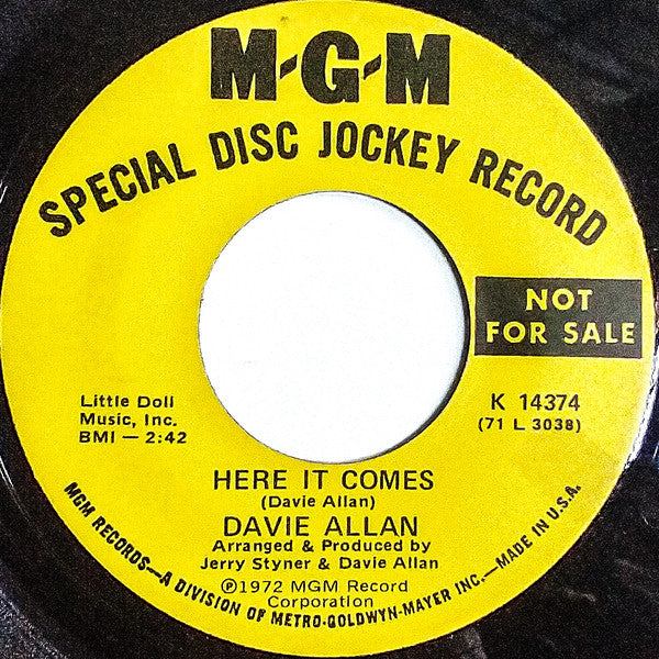 Davie Allan : Here It Comes (7", Promo)