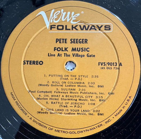Pete Seeger : Folk Music! Live At The Village Gate (LP, Album)