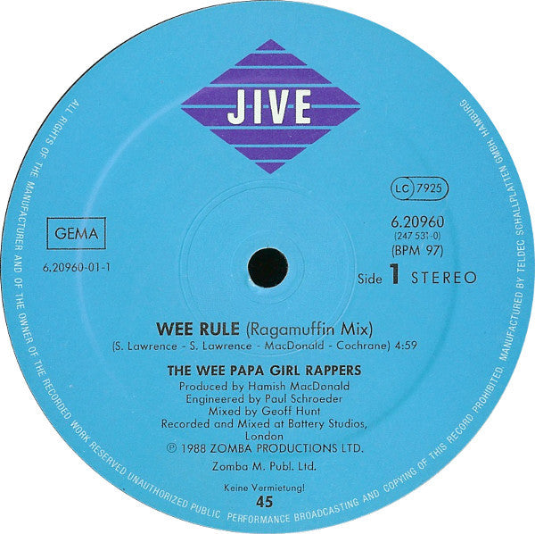 Wee Papa Girl Rappers : Wee Rule (12", Maxi)