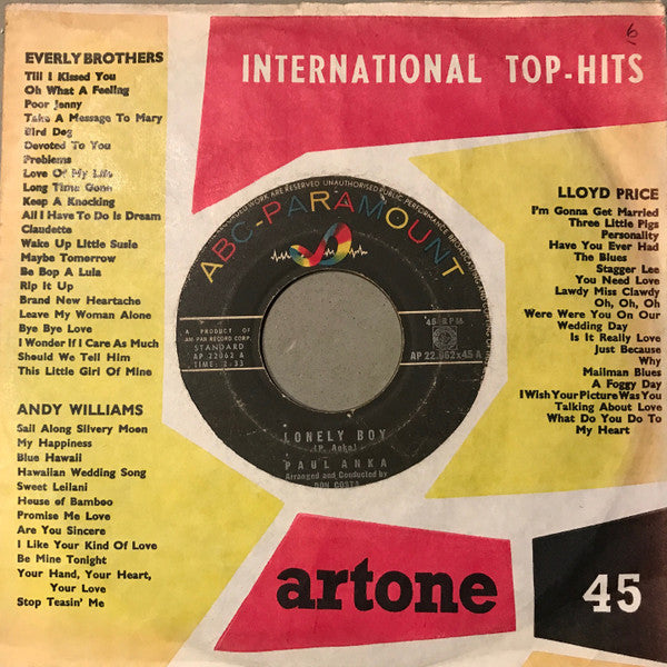 Paul Anka : Lonely Boy / Your Love (7", Single)