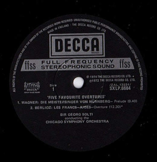 Chicago Symphony Orchestra, Georg Solti : Five Favourite Overtures (LP, Album, ffs)