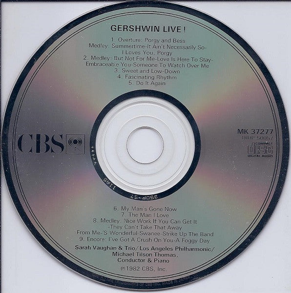Michael Tilson Thomas | Sarah Vaughan, Los Angeles Philharmonic Orchestra : Gershwin Live! (CD, Album, RE)
