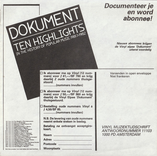 Fad Gadget / Mecano (2) : Untitled / 'March Of The Iron Workers' (Flexi, 7")