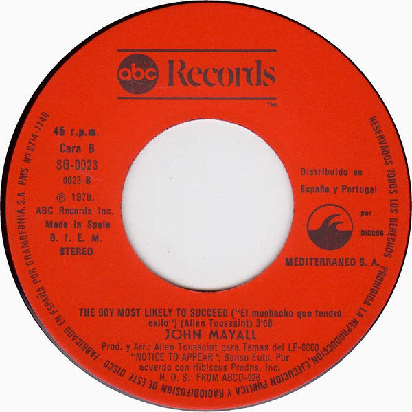 John Mayall : Que Noche La De Aquel Dia = A Hard Day's Night (7", Single)