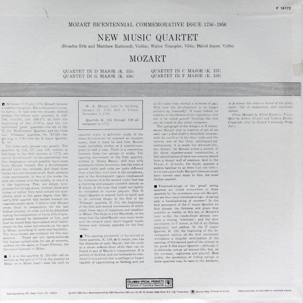New Music String Quartet, Wolfgang Amadeus Mozart : Mozart (LP, RE, Sim)