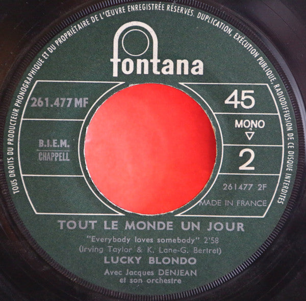 Lucky Blondo Avec Jacques Denjean Et Son Orchestre : Un Garçon, Une Fille / Tout Le Monde Un Jour (7", Single, Mono, Jukebox)