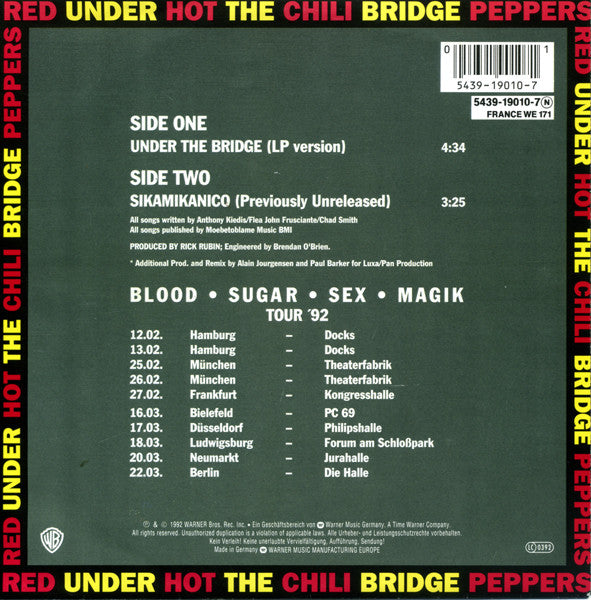 Red Hot Chili Peppers : Under The Bridge (7", Single, Sol)