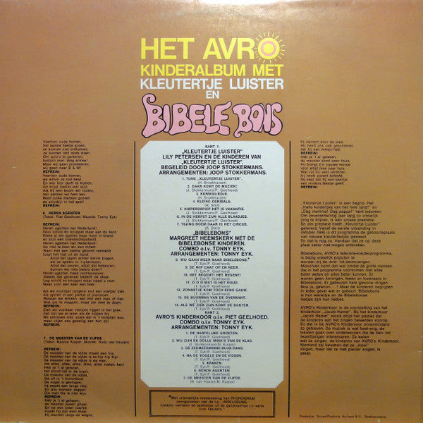 Various : Het Avro Kinderalbum Met Kleutertje Luister En Bibelebons (LP, Album)
