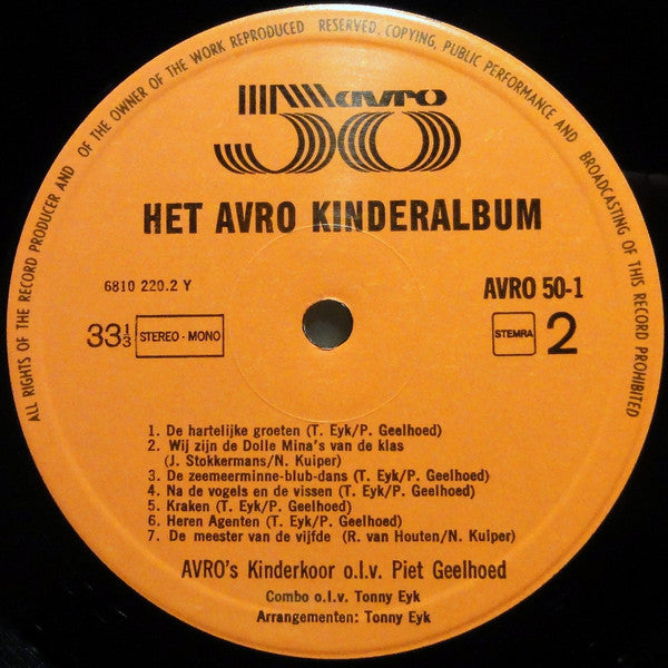 Various : Het Avro Kinderalbum Met Kleutertje Luister En Bibelebons (LP, Album)