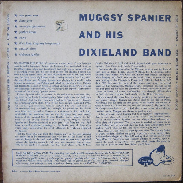 Muggsy Spanier And His Dixieland Band : Muggsy Spanier And His Dixieland Band (10", RE)