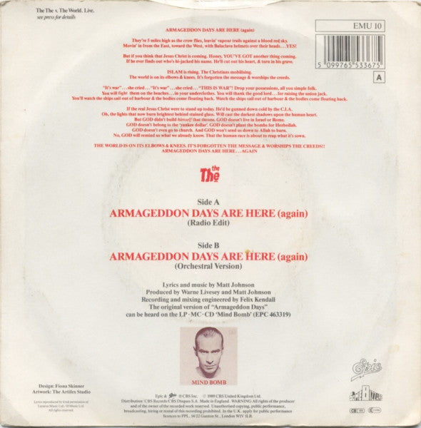 The The : Armageddon Days Are Here (Again) (7", Single)