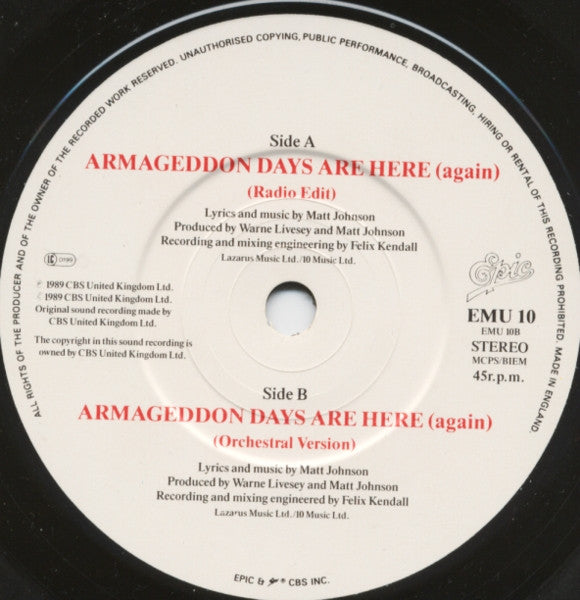 The The : Armageddon Days Are Here (Again) (7", Single)