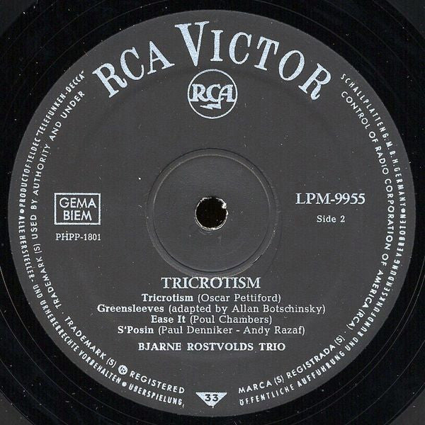 Bjarne Rostvold's Trio : Tricrotism (LP, Album, Mono)