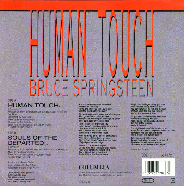 Bruce Springsteen : Human Touch (7", Single, Lar)