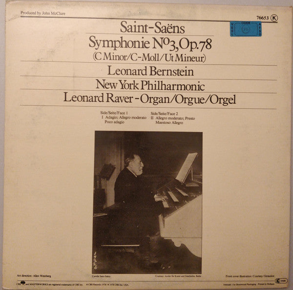 Camille Saint-Saëns - Leonard Bernstein, New York Philharmonic, Leonard Raver : Symphony No. 3, Op.78 (C Minor = C-Moll = Ut Mineur) (LP)