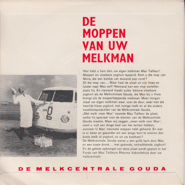 Max Tailleur : Met Melk (Yoghurt) Meer Mans (7", Single)