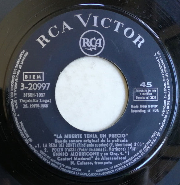 Ennio Morricone : La Muerte Tenía Un Precio (Banda Sonora Original De La Película) (7", EP)