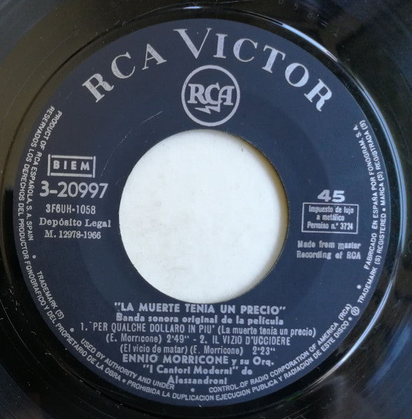Ennio Morricone : La Muerte Tenía Un Precio (Banda Sonora Original De La Película) (7", EP)