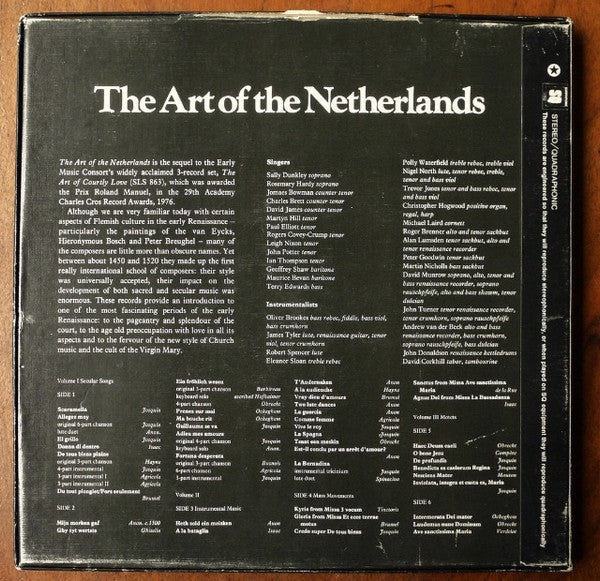 The Early Music Consort Of London, David Munrow : The Art Of The Netherlands (3xLP, Album, Quad + Box)