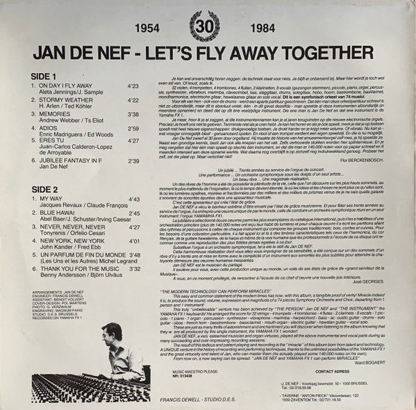 Jan De Nef : Let's Fly Away Together (LP, Album)