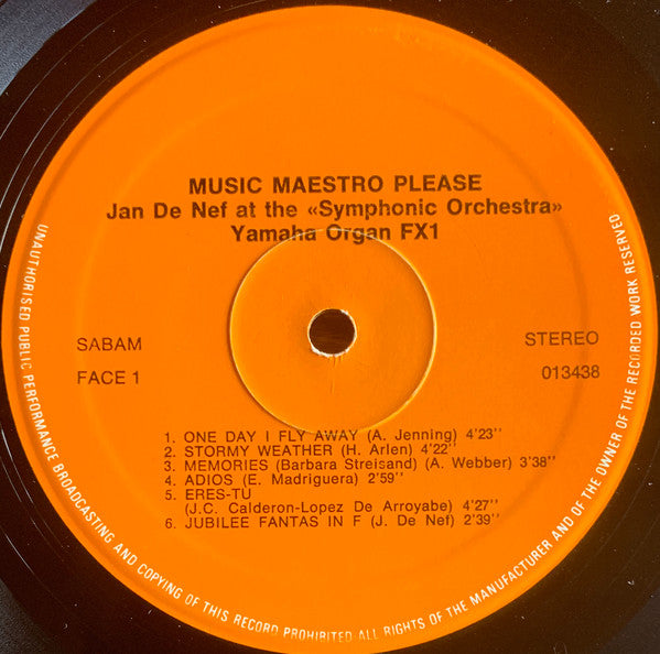 Jan De Nef : Let's Fly Away Together (LP, Album)