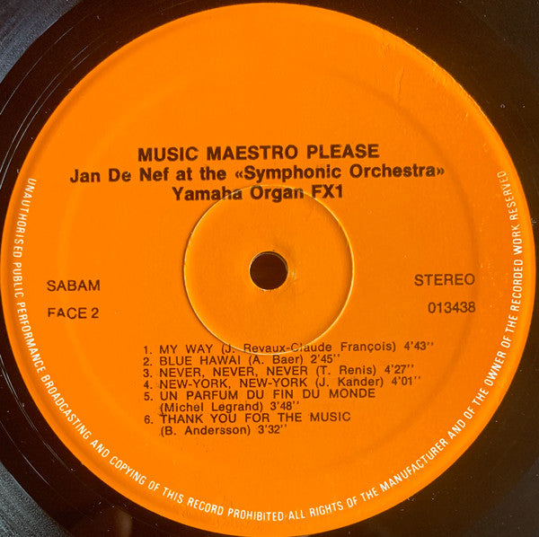 Jan De Nef : Let's Fly Away Together (LP, Album)